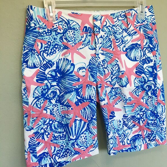 Lilly Pulitzer Chipper Shorts Women 0 Cotton Tropical Print Bermuda 10” Preppy - Picture 4 of 12